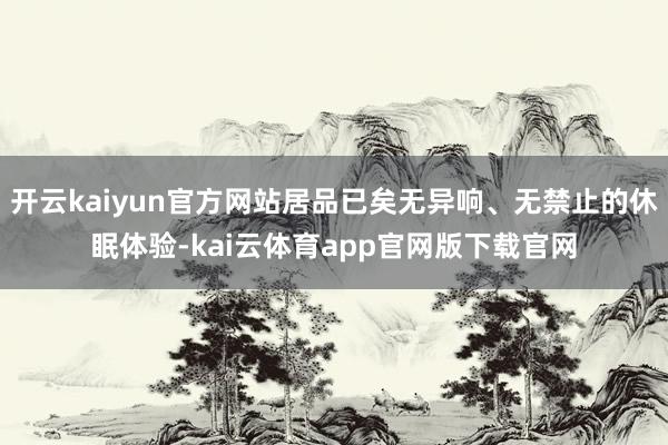 开云kaiyun官方网站居品已矣无异响、无禁止的休眠体验-kai云体育app官网版下载官网